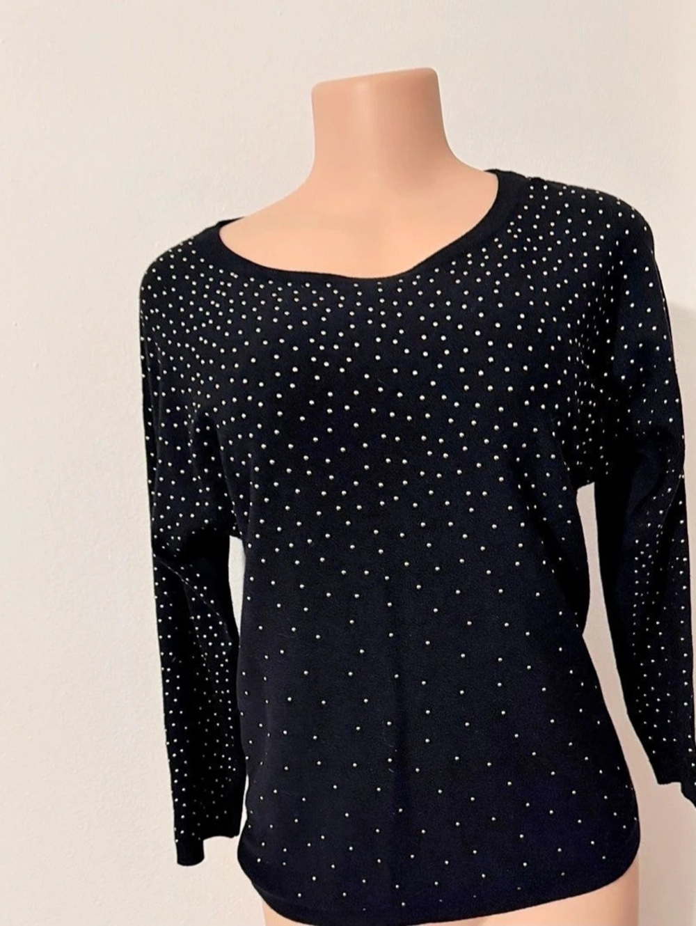 Cocoleru Long Sleeve Studded Top in Black Like New size PL